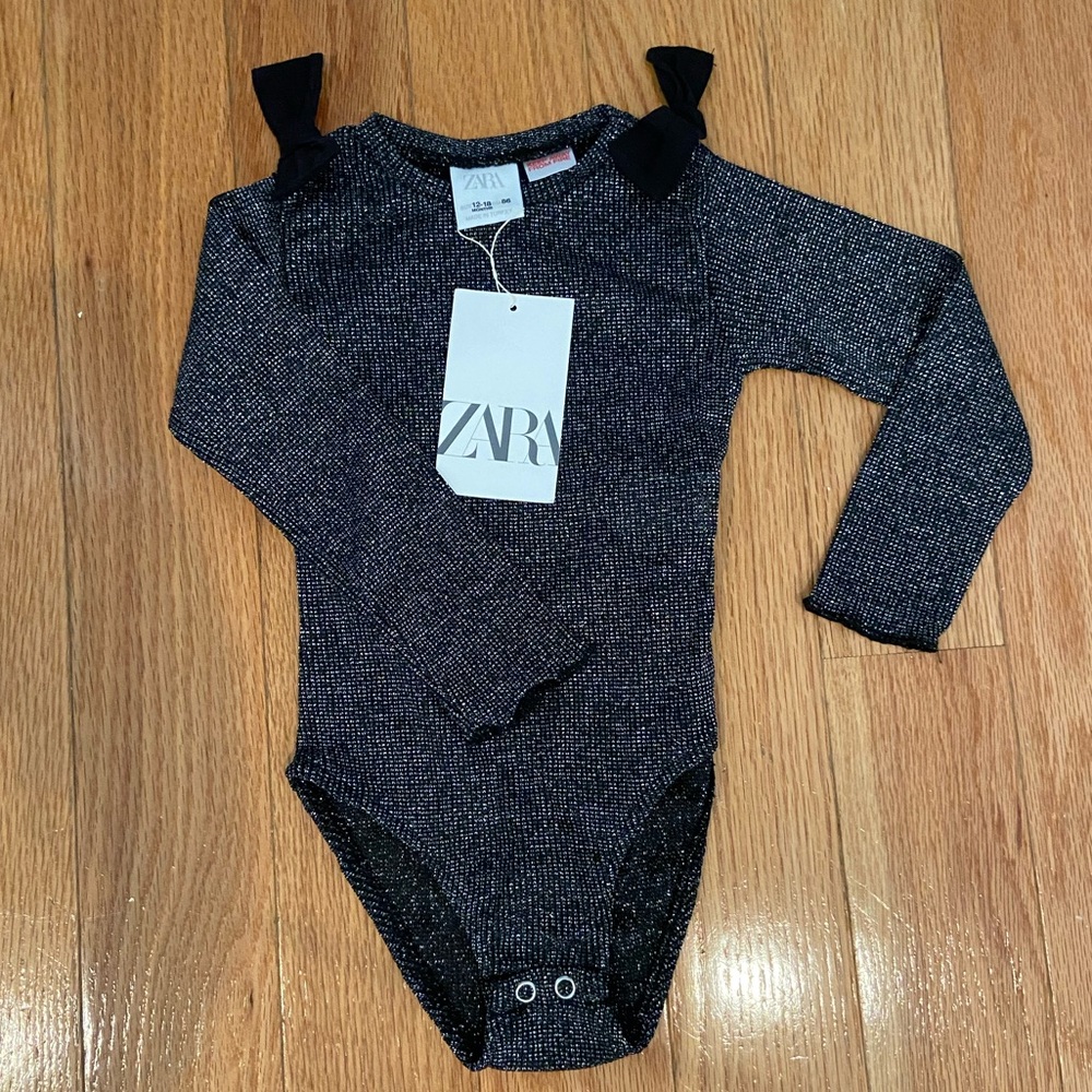 NWT Zara Kids Shiny Bow Bodysuit size 12-18 months